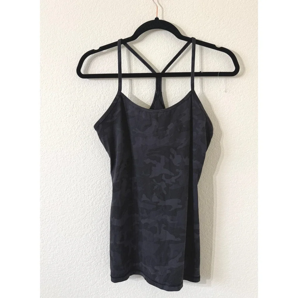 Lululemon Women's Black Camo Strapy Align Tank Top Size 10 Athleisure - Picture 1 of 4
